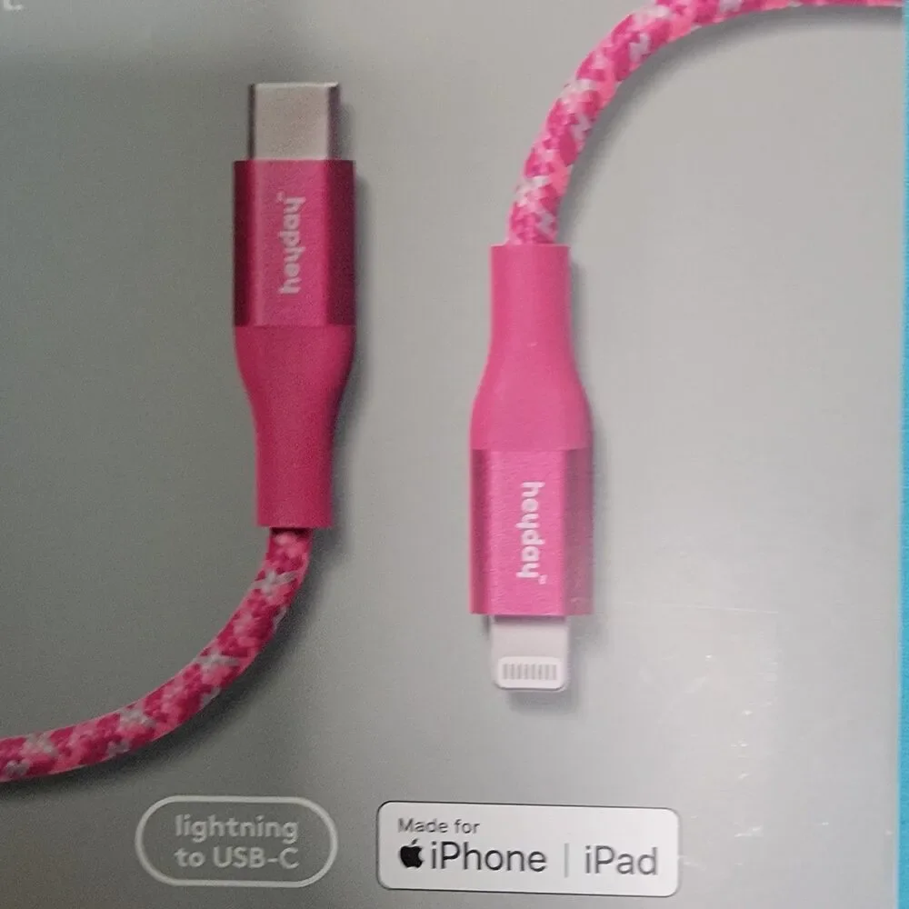 NEW Heyday 6' USB-C Fast Charging Cable Hot Pink